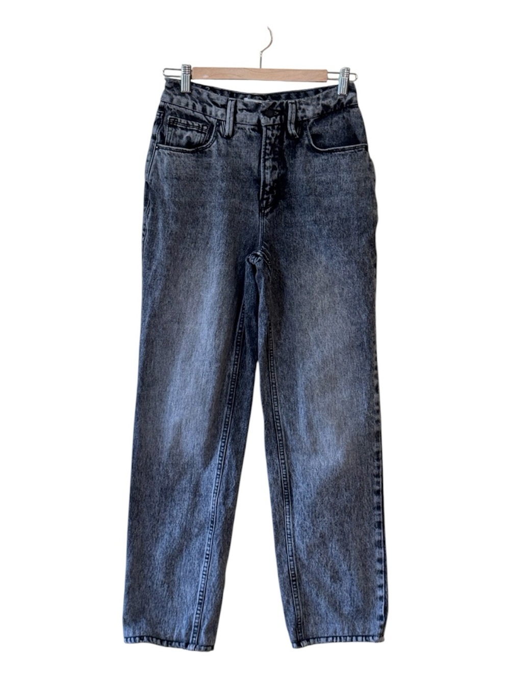 Good American Black Wash Straight-Leg Jeans Size 2/26 *ALTERED HEM*